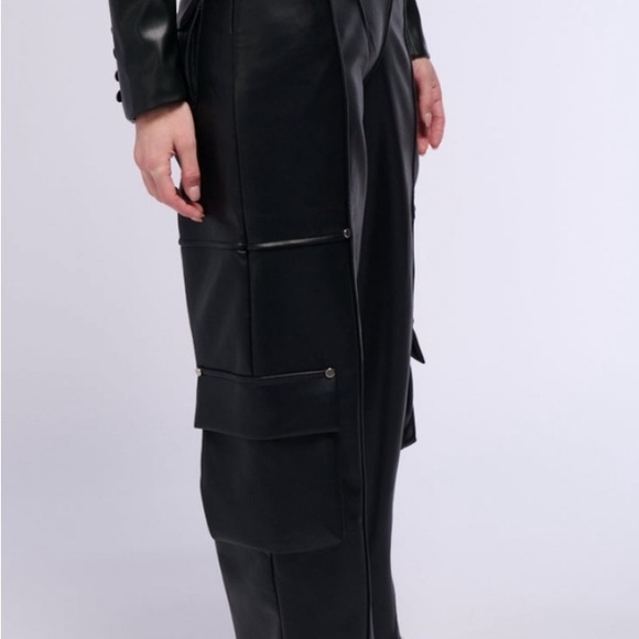 AKIRA Sleek Black Cargo Trousers - Picture 3 of 4